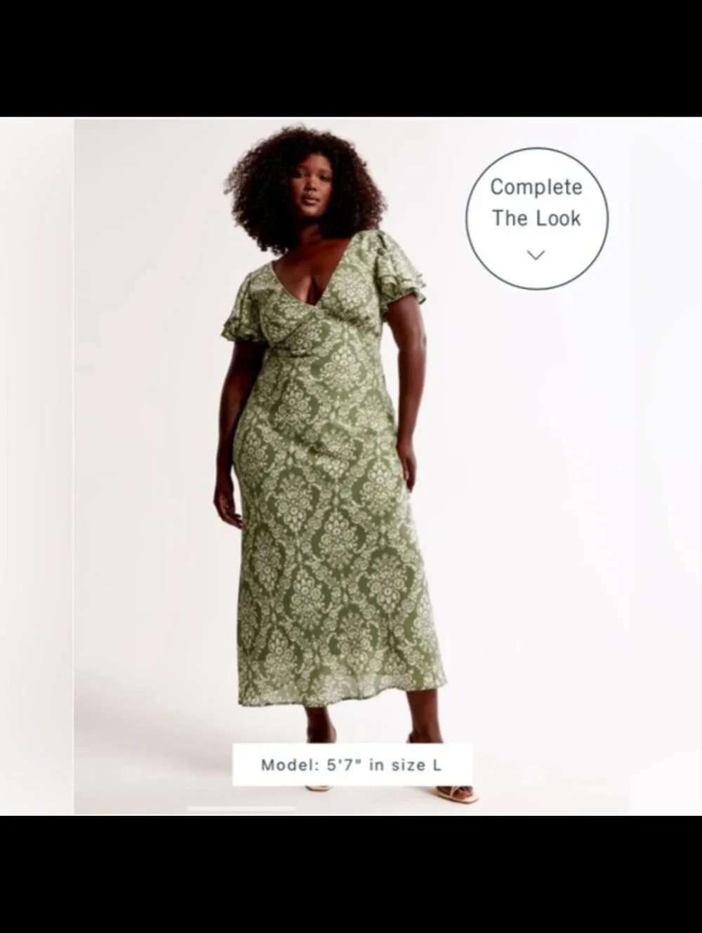 Abercrombie Ruffle Sleeve Maxi Slip Dress in Green Floral